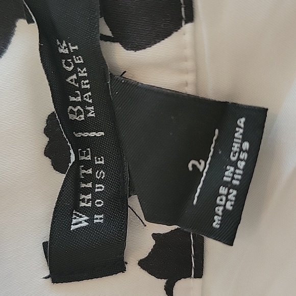 White House Black Market size 2 ombre white black floral midi skirt - Picture 6 of 6